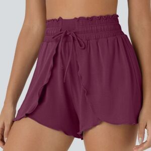 Halara Red Violet Soft Stretchy High Waist Wrap Look Shorts Size XS